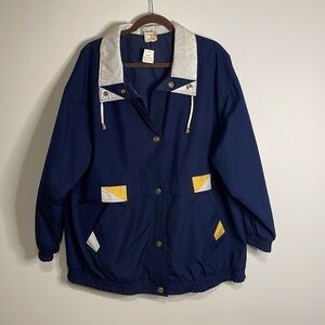 Vtg Current Scene Outdoor Jacket 2X Navy Sailing Reversible Sportswear Maritime